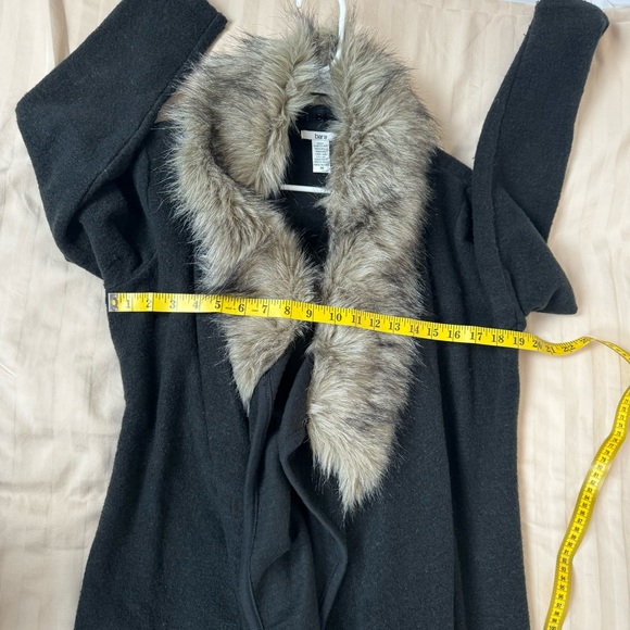 Bar III Cotton Wool Blend Black Cardigan Sweater with removable faux fur Size M - Picture 9 of 9